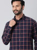 Blue Collar Style Checked Cotton Blend Shirt
